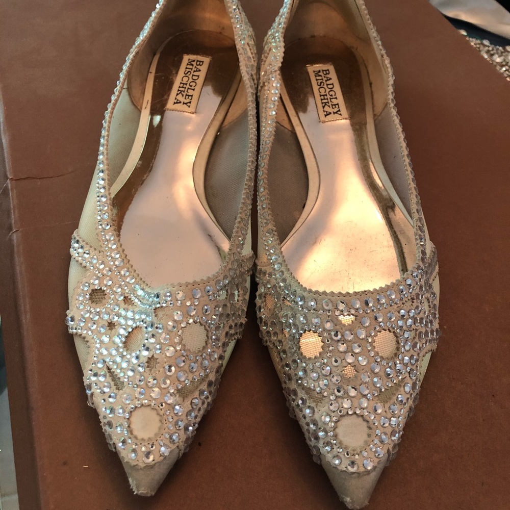 Badgley Mischka Gigi crystal pointed toe flats